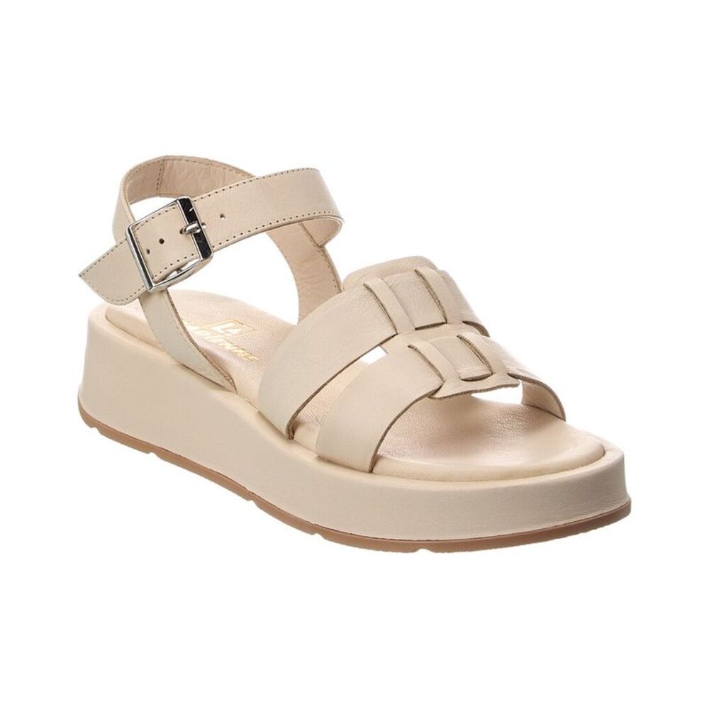 La Canadienne Acorn Leather Platform Sandal, White